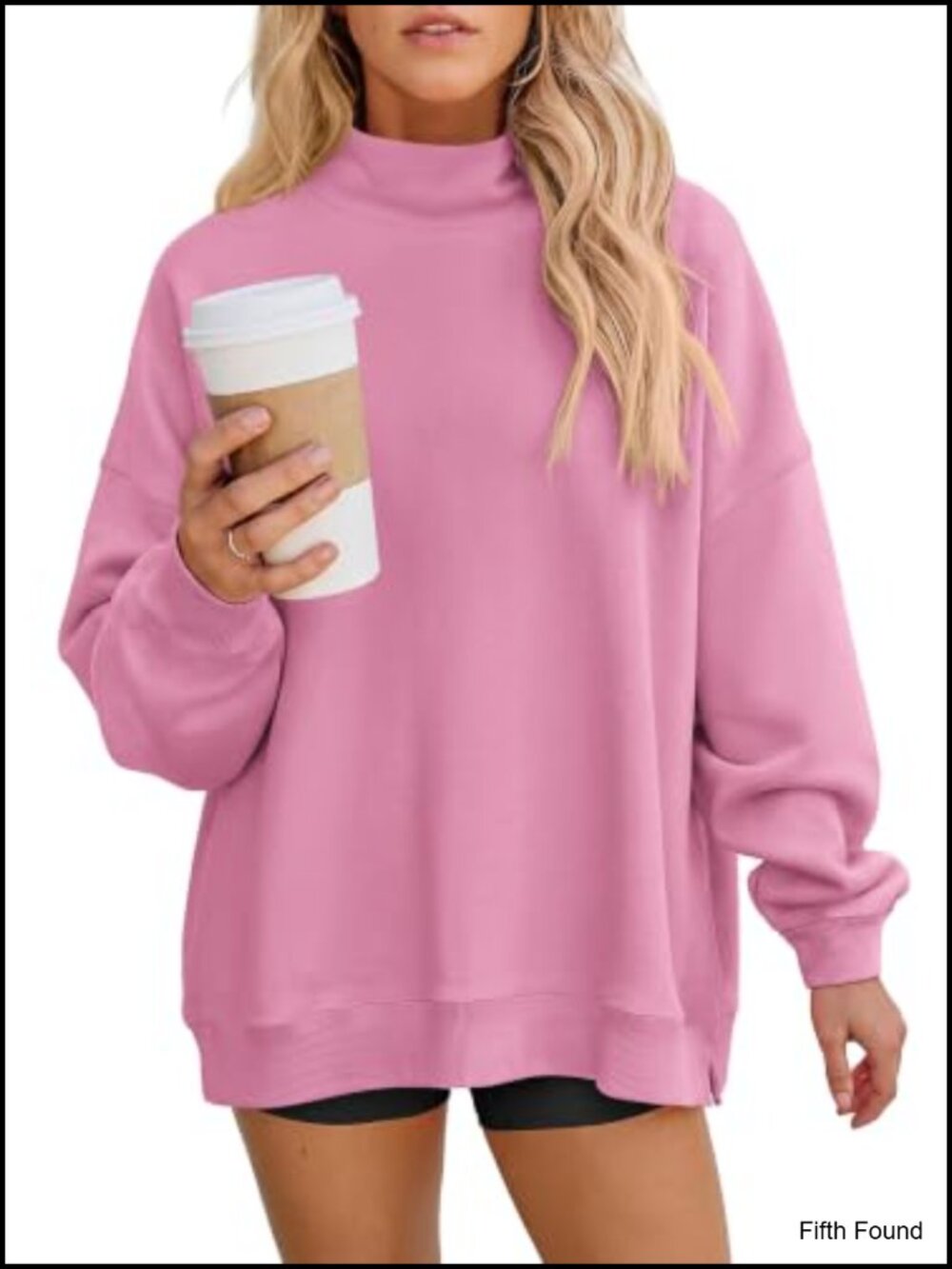 Oversized Mock Neck Sweatshirt Lightweight Pullover Casual Top